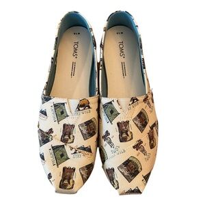 NEW Toms 7.5 Alpargata Slip On Shoes Camping Cabin Bear Print Hunting Hiking